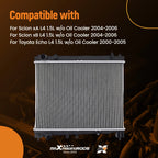 Cooling Radiator for Scion xA xB Toyota Echo 1.5L (2000–2006)
