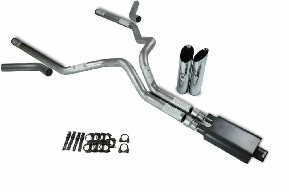 Dual Exhaust Kit for Chevy GMC 1500 (2019–2025) 3" 2 Chamber Muffler