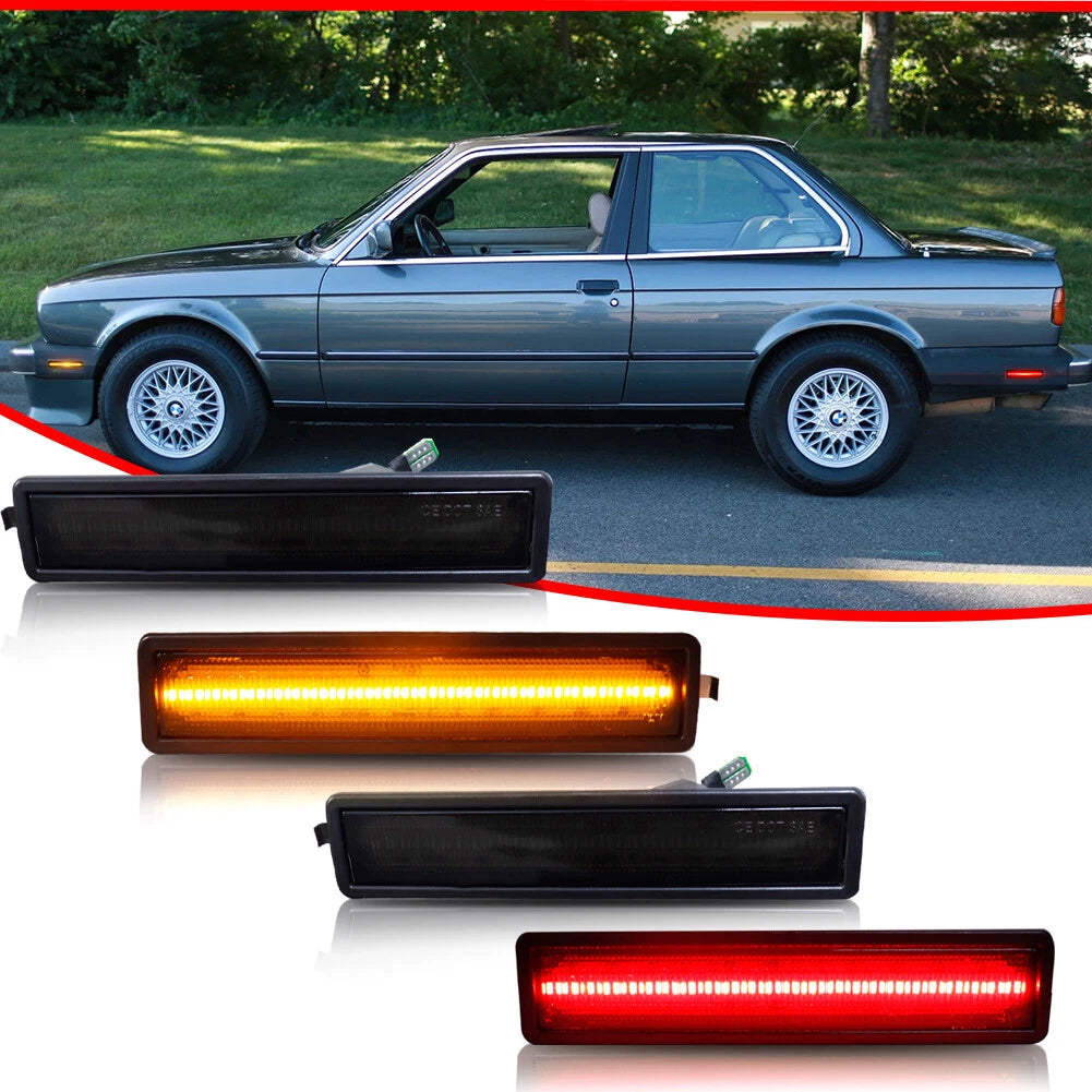 Set of 4 Smoke LED Bumper Side Marker Lights for BMW E30 E34 (1982–1996)