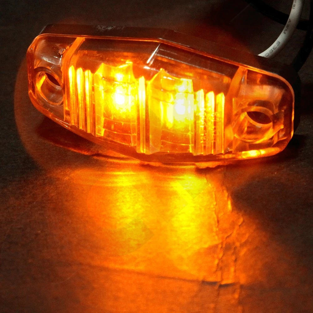 2X Side Marker Lights for Trailer Truck (Clear/Amber)