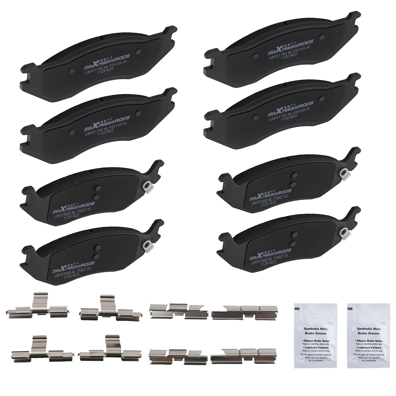 Front & Rear Brake Pads Kit for Dodge Ram 1500 (2002–2005) D966 D898 P-966