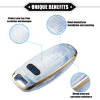 3X Remote Smart Key Fob Cover Case for Audi Q7 Q8 (2020–2021) TPU Blue