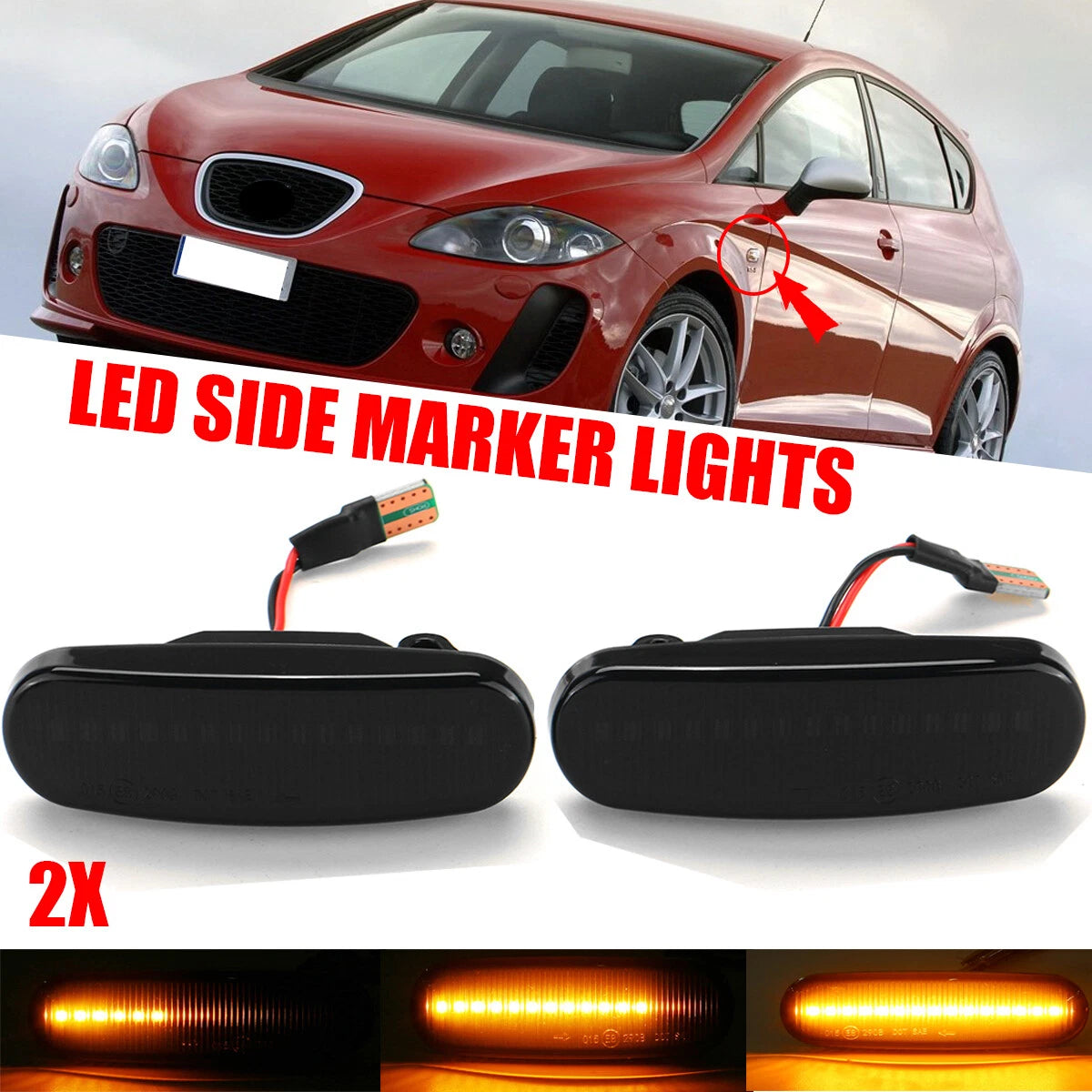 LED Sequential Side Marker Light for Fiat Doblo, Panda 169, Grande Punto (2005–2019)