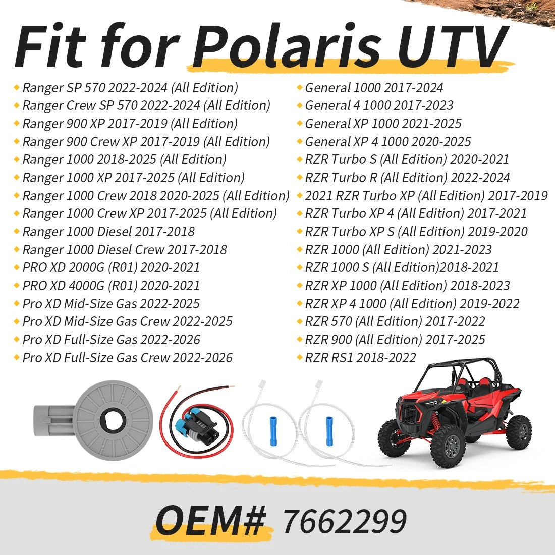 Gear Position Sensor Pigtail Harness for Polaris Ranger General RZR 1000 (2015–2023)