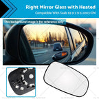 Heated Mirror Glass for Saab 9-3 9-5 (2003–2012) Right Hand Driver Side