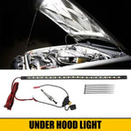 White LED Under Hood Light Strip Kit 6000K Automatic On/Off for Any Vehicle