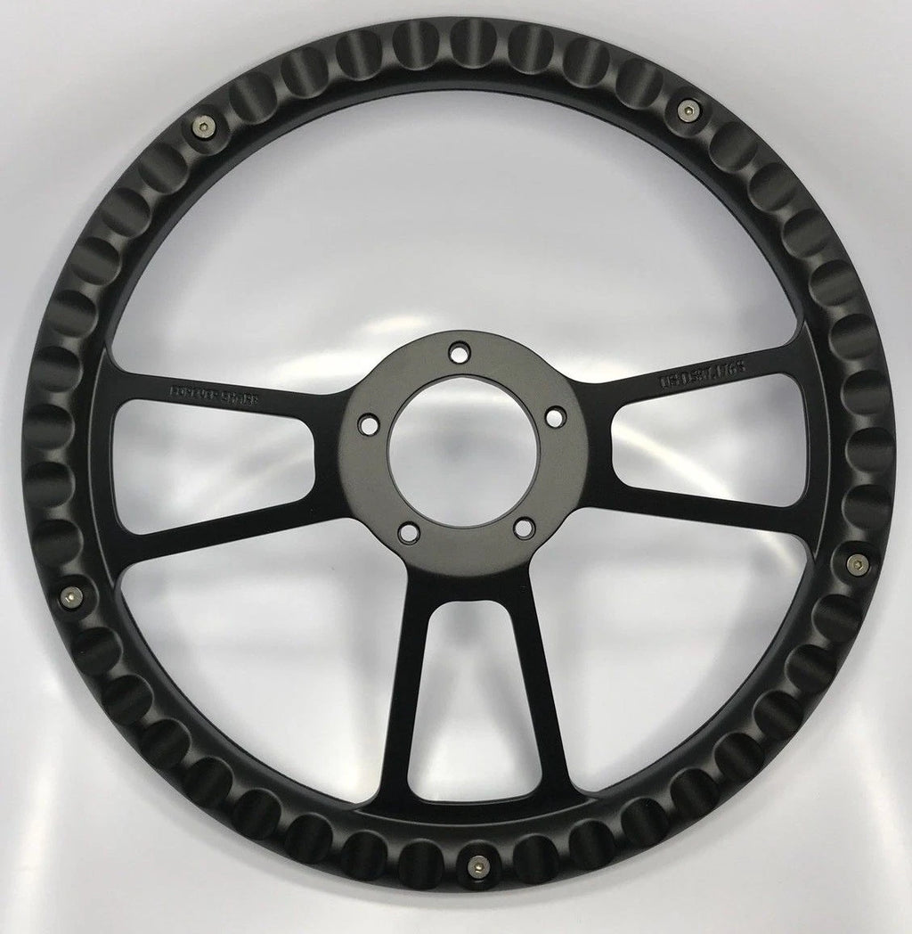 Billet Steering Wheel for 14 Inch Black Red Wrap for Universal Fit (Fit)
