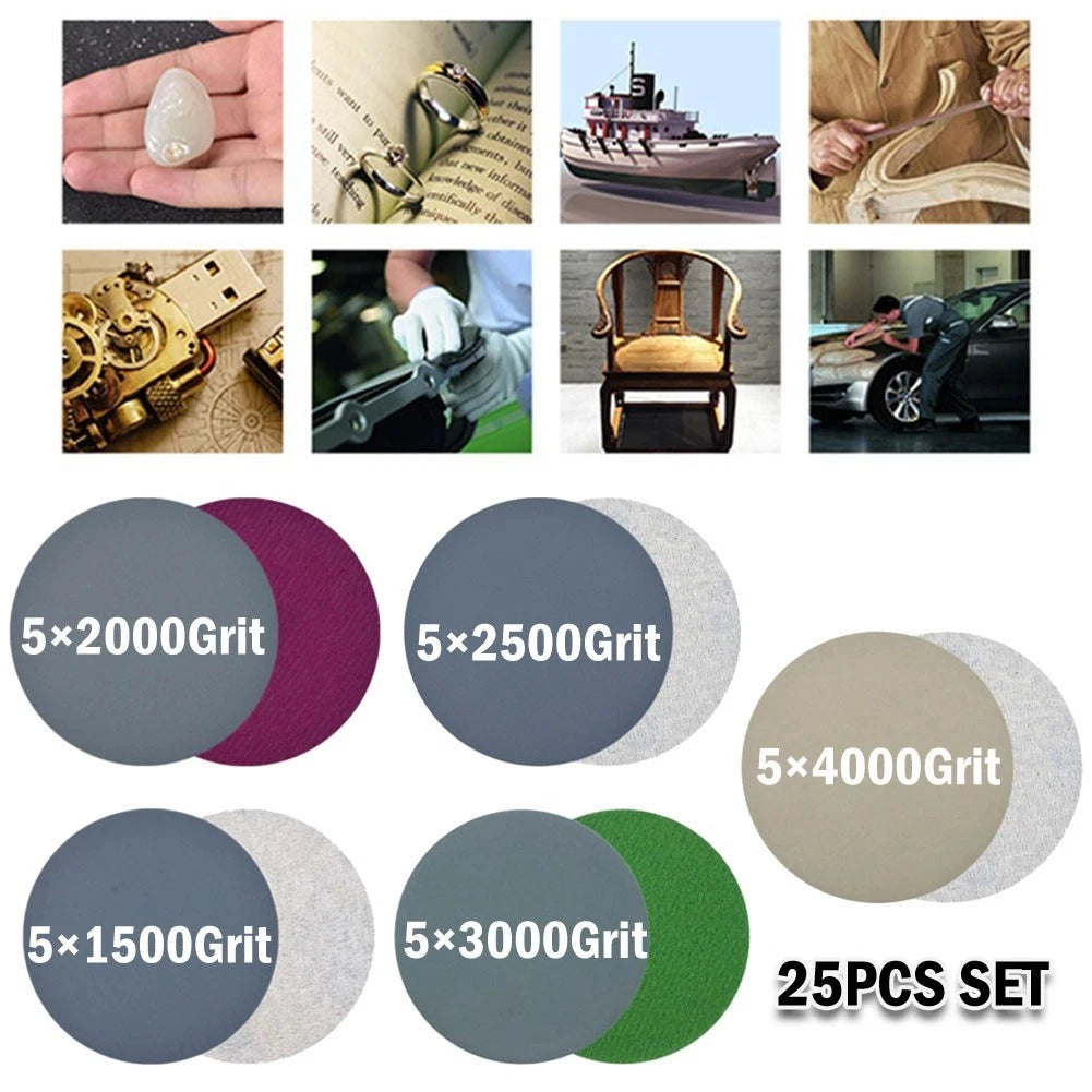 Set of 25 Sand Paper Discs 1500 2000 2500 3000 4000 for Wood Polishing