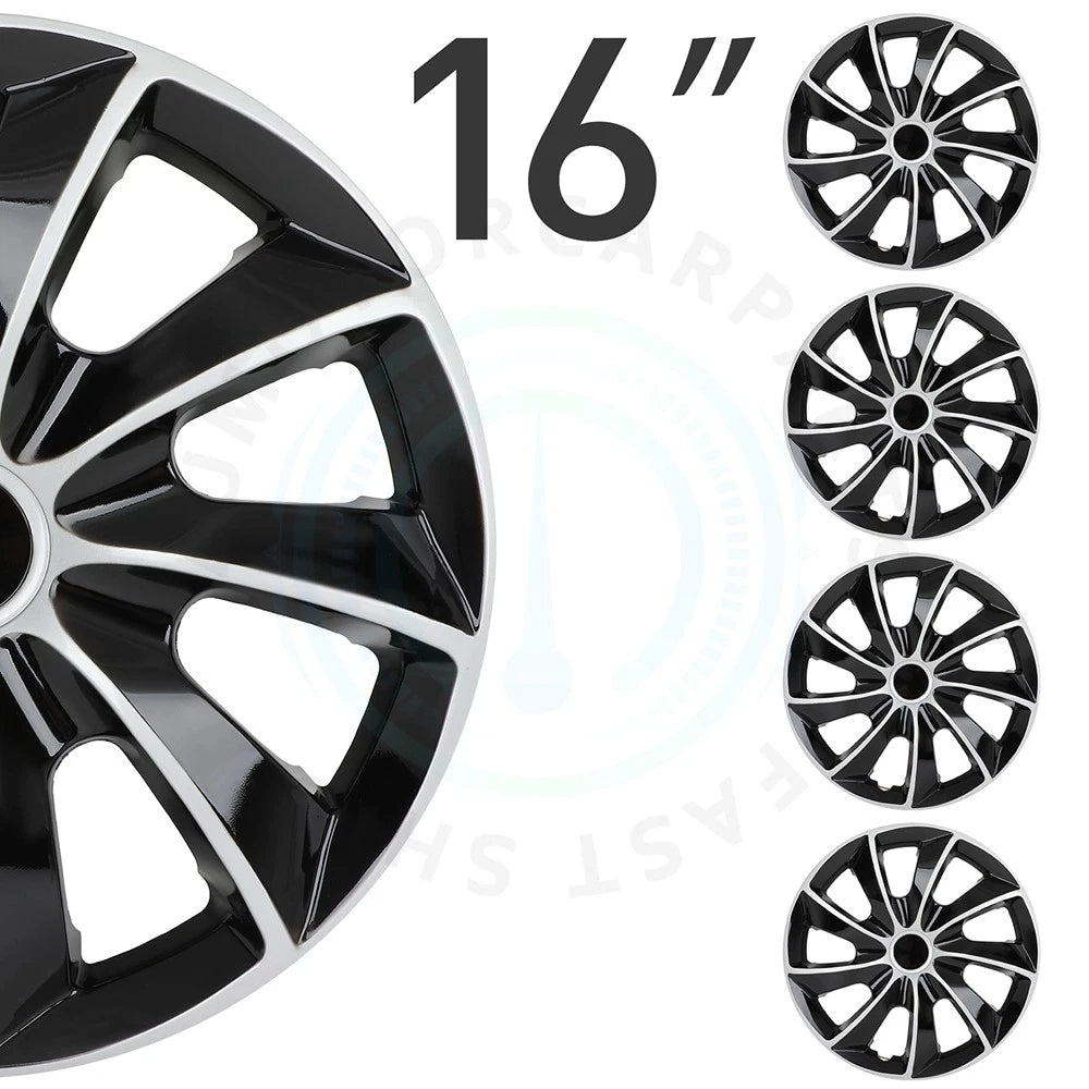 Set of 4 Black Universal Hub Caps for R16 Tire & Steel Rim