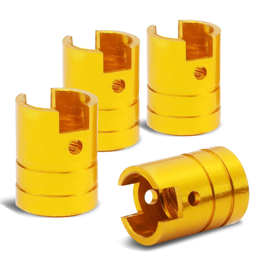 Set of 4 Gold Tire Rim Valve Stem Caps for Universal Fit (17MM)