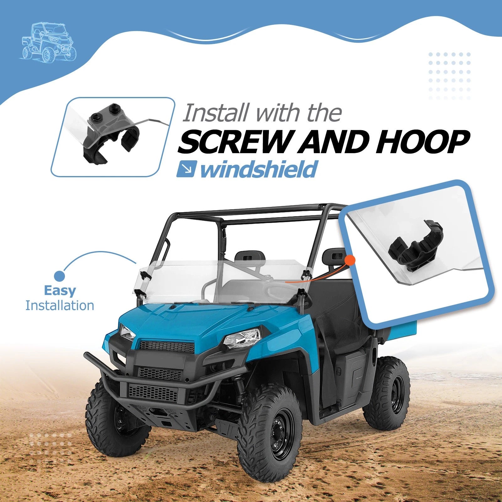 Front Half Windshield Clear for Polaris Ranger 570 (2017–2025)