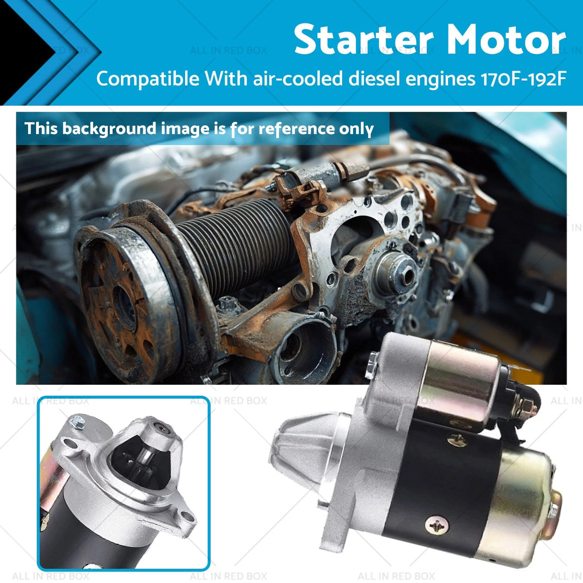 Starter Motor 12V 1.2kW 8T for 186F 188F 192F Diesel (QD114A)