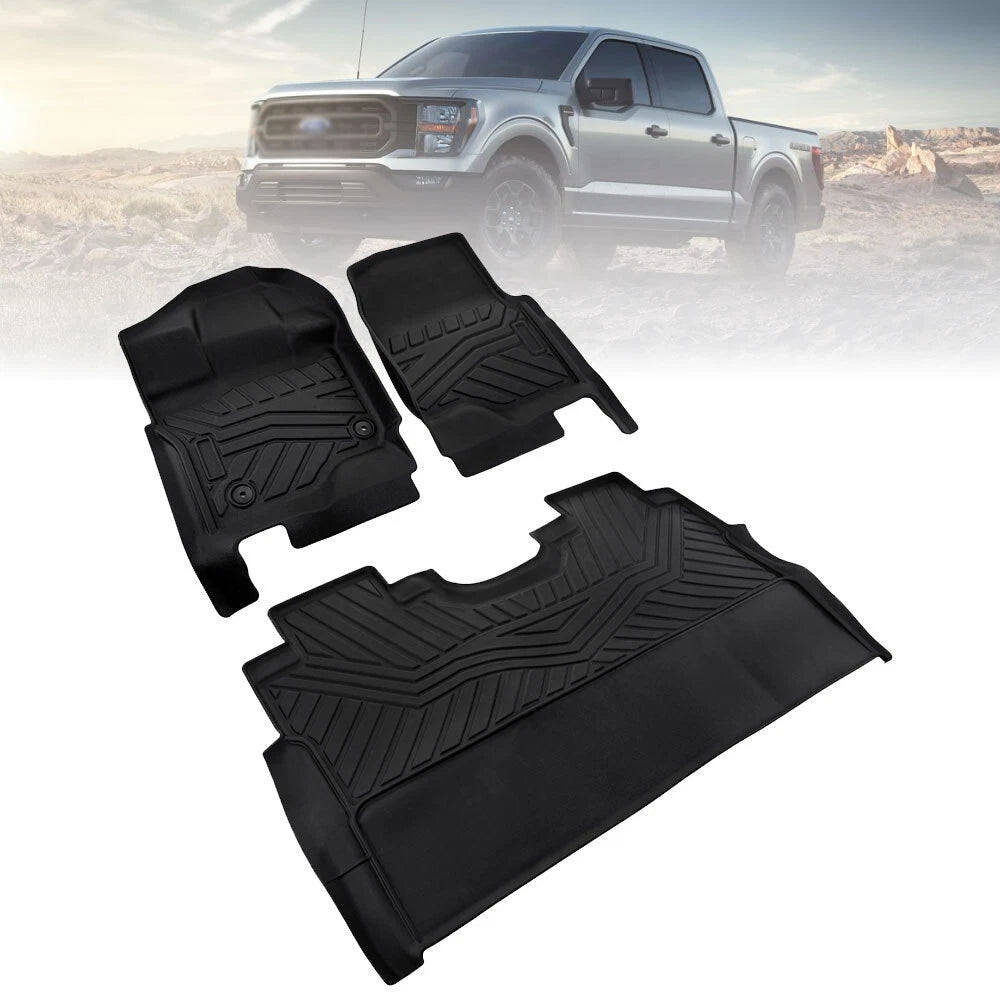 TPE Floor Mats Liners for Ford F-150 F150 Lightning Super Crew Cab (2015–2024)