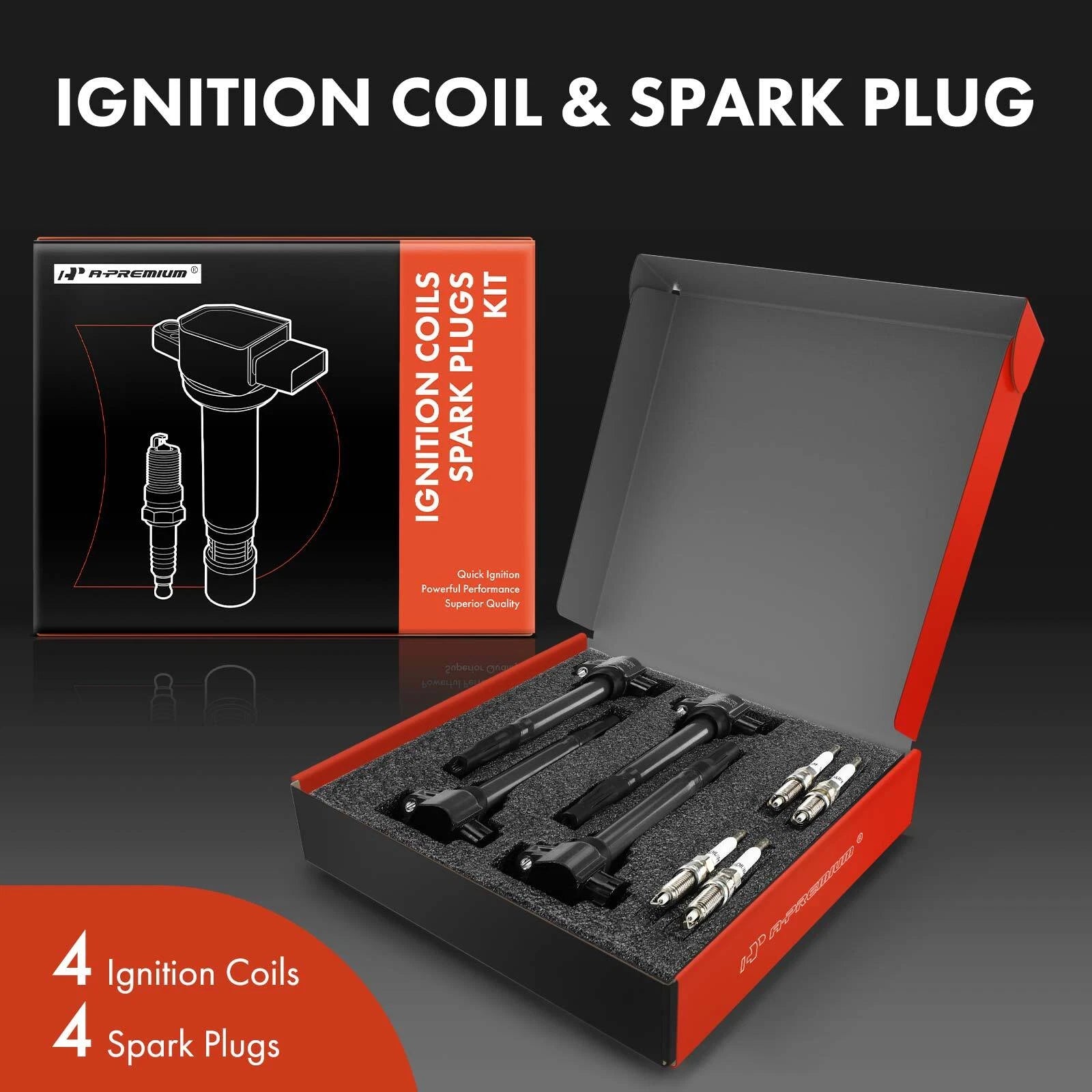 Set of 4 Ignition Coils & Spark Plugs for Mitsubishi RVR