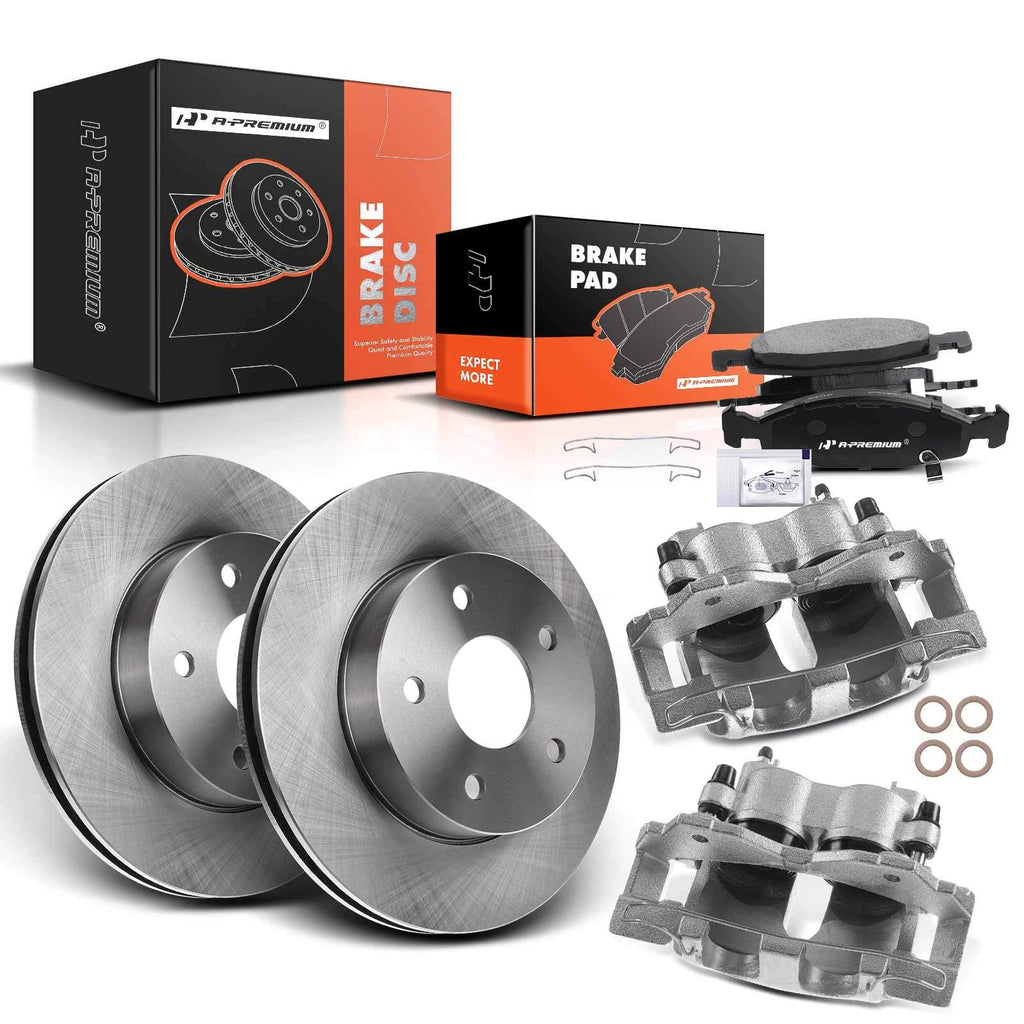 Front Brake Rotor & Pad Set with Caliper for Jeep Grand Cherokee 