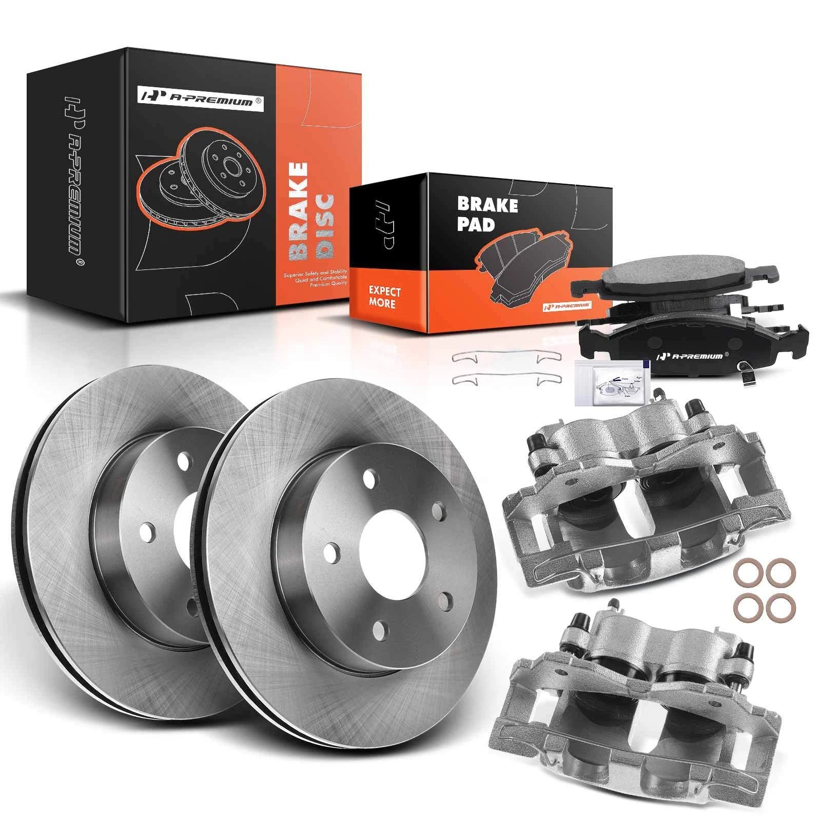Front Brake Rotor & Pad Set with Caliper for Jeep Grand Cherokee 
