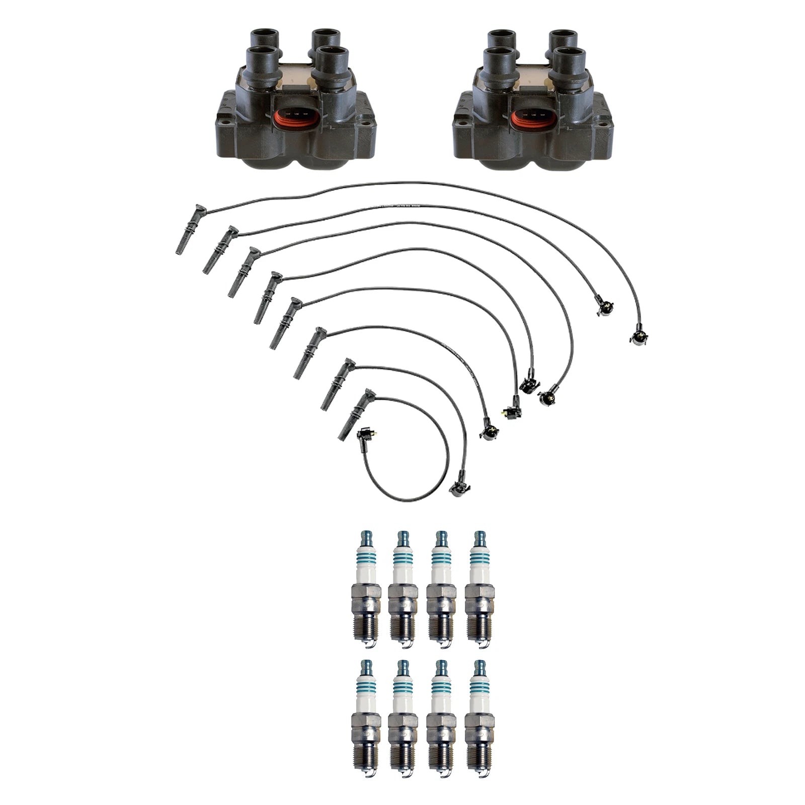 Set of 2 Ignition Coils & 8 Iridium Spark Plugs for Ford 4.6L V8