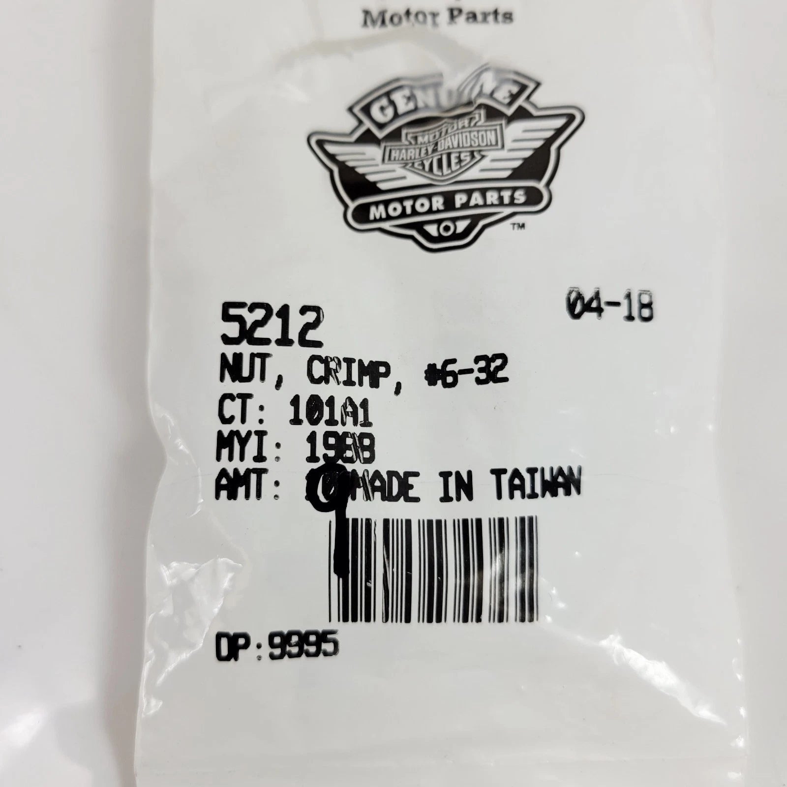 Pack of 9 Nut Crimp 6-32 for Harley-Davidson (OEM 5212)