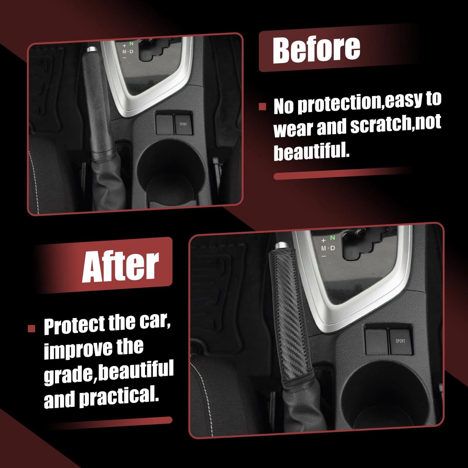 Handbrake Cover Protector for Toyota Corolla (2014–2018) Carbon Fiber Pattern