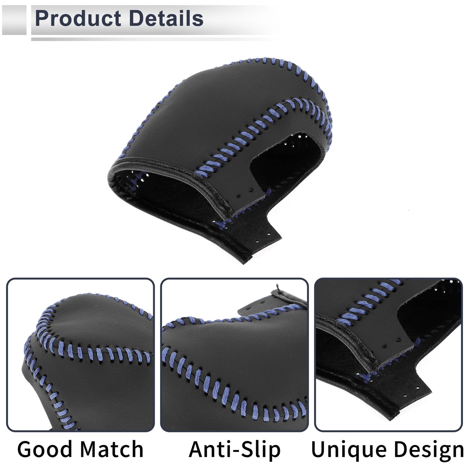 Gear Shift Knob Cover for Toyota Camry (2019–2022) Black Blue Faux Leather