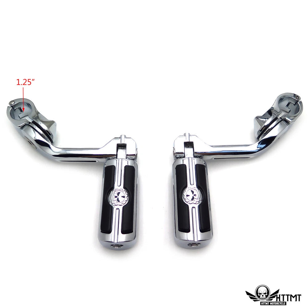 Gear Skull Chrome Footpeg Footrest for Harley Softail Deluxe (2005–2017)