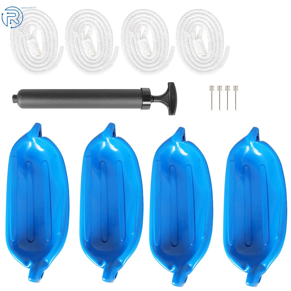 Set of 4 Ribbed Vinyl Boat Fender Bumpers 6.5" X 23" Dock Shield