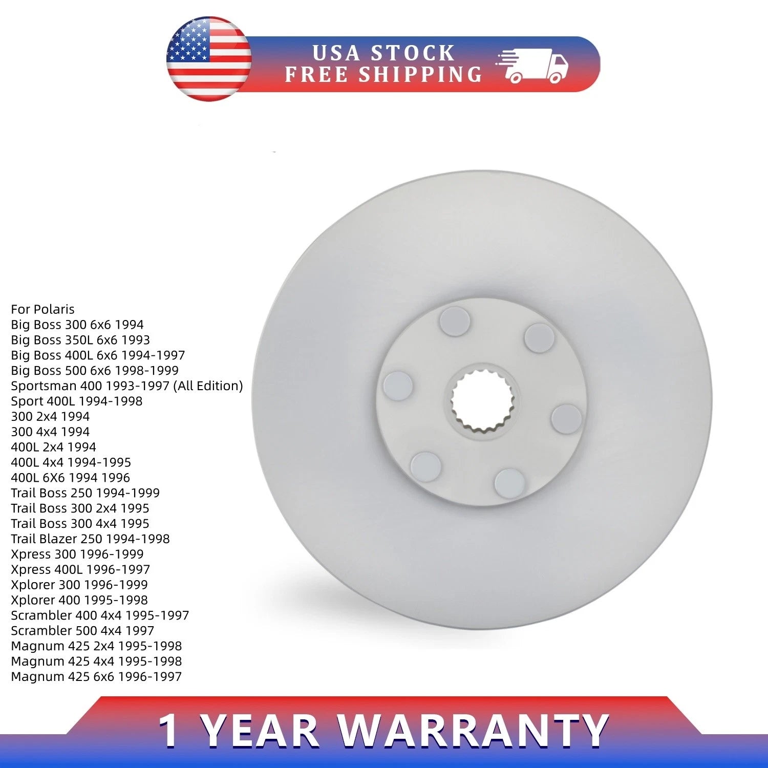 Rear Brake Rotor Disc for Polaris 300 400L (1994–1996) 1910177 1910148 1910121