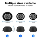 Silicone Ear Tips for Galaxy Buds3 Pro (S, M, L) - Black