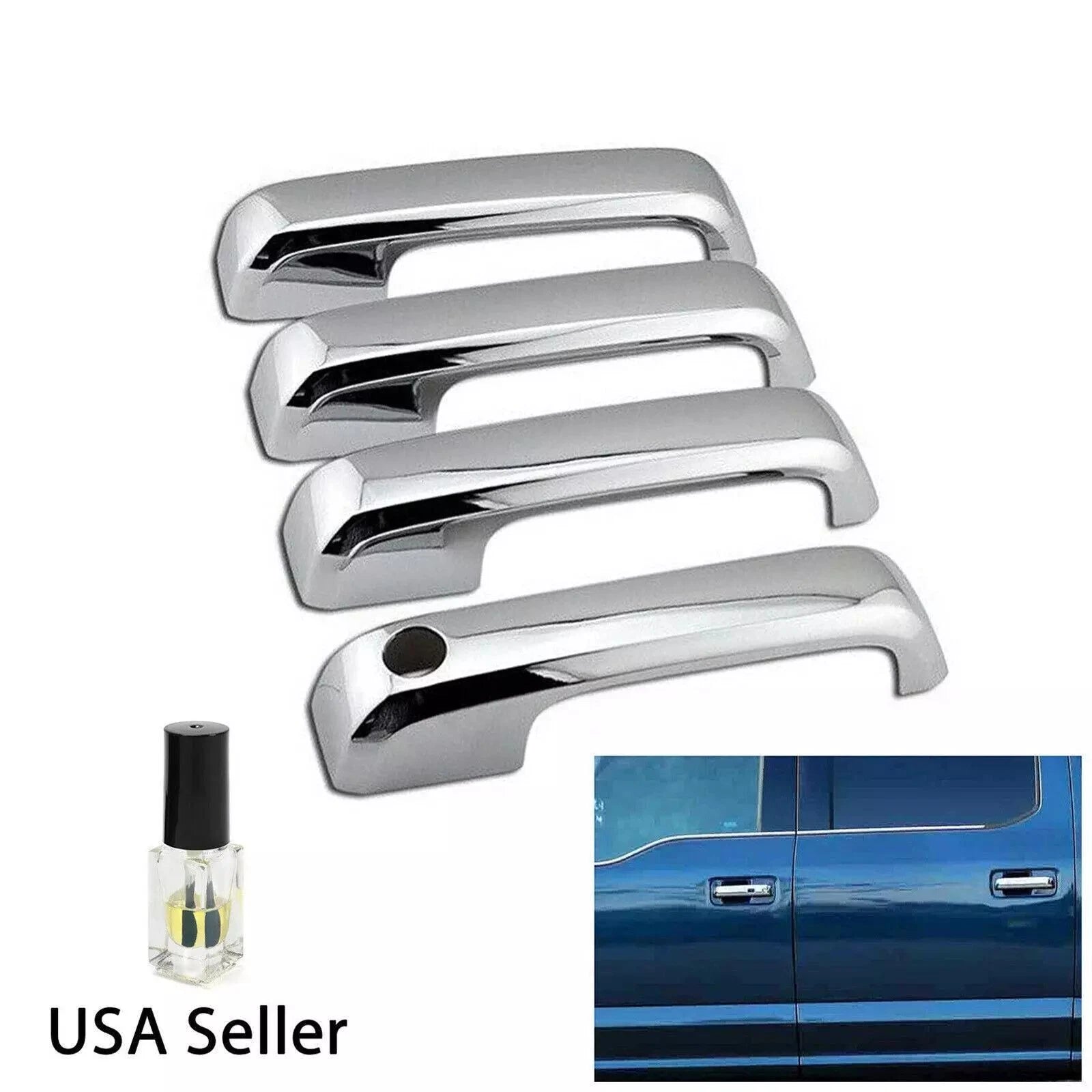 Set of 4 Chrome Door Handle Cover Caps for Ford F-250/F-350 (2017–2020)