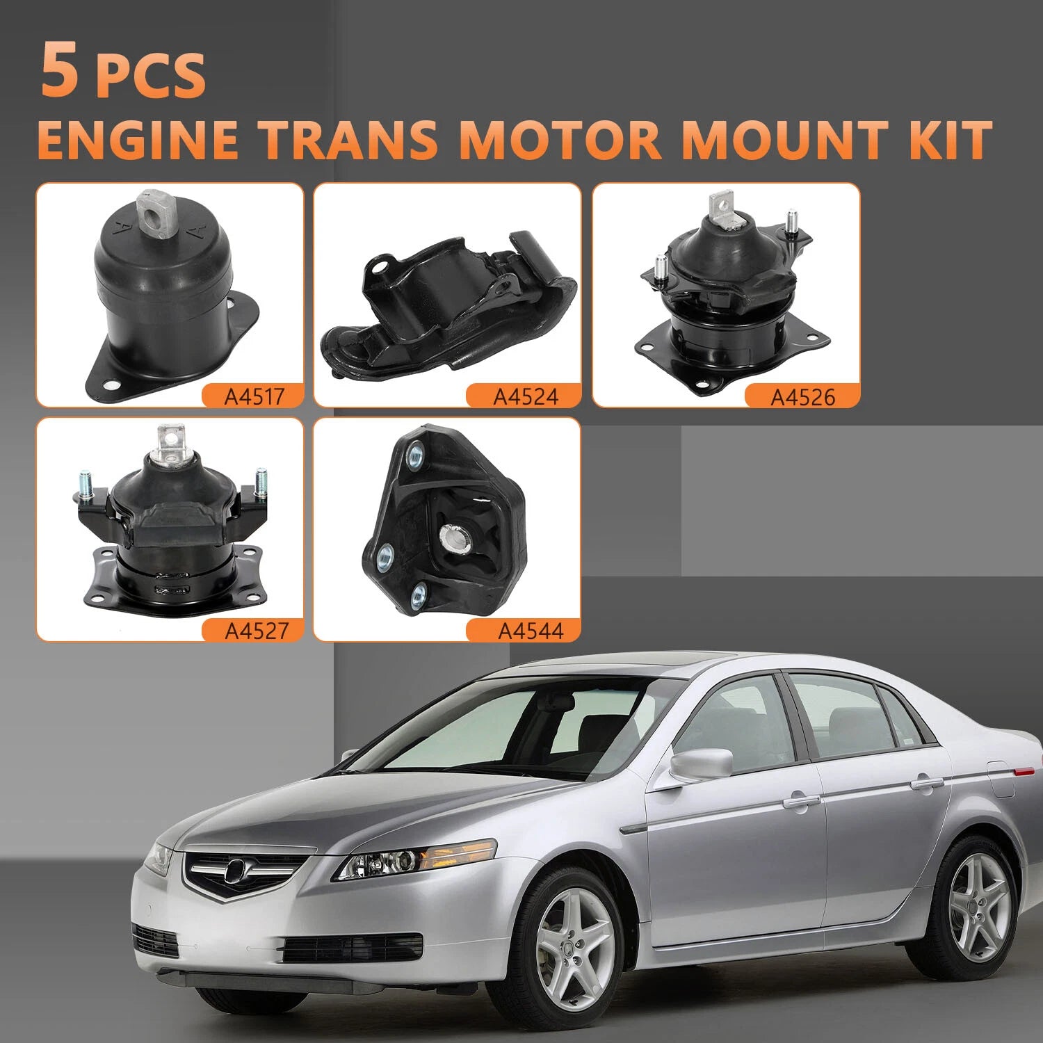 5Pcs Engine Motor Transmission Mount for Acura TL 3.2L (2004–2006) A4527 A4524