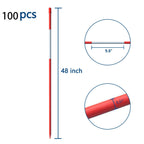 Set of 100 Reflective Snow Plow Stakes for Driveway Markers