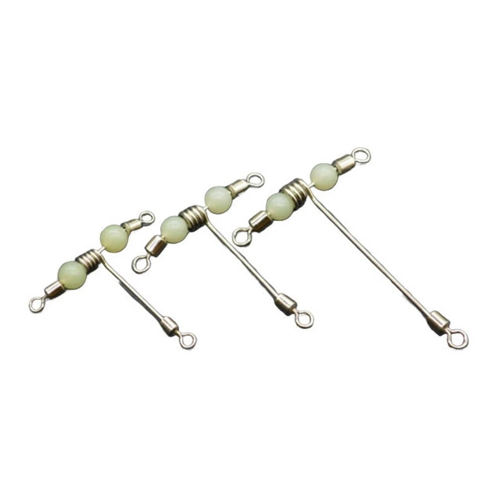 10pcs T Shape Rolling Swivels with Luminous Beads for Fishing
