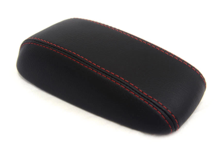 Leather Synthetic Console Armrest Cover for Mazda Protege (1995–1998) Red Stitch