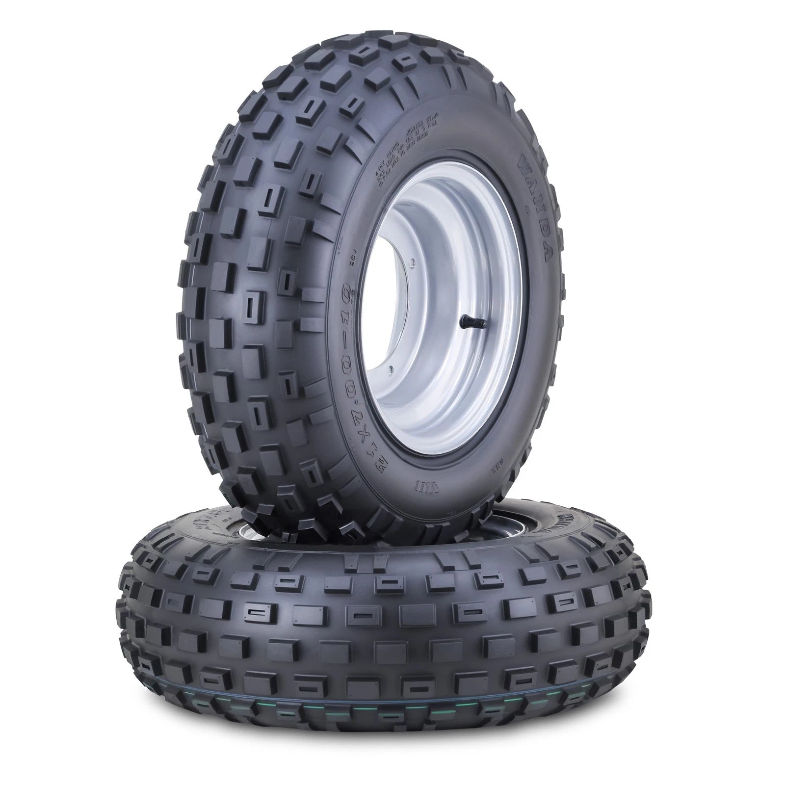 2 Wanda 21x7x10 ATV Tires & Wheels for ATV (10015) 4/156mm PCD 2+3 Offset Silver