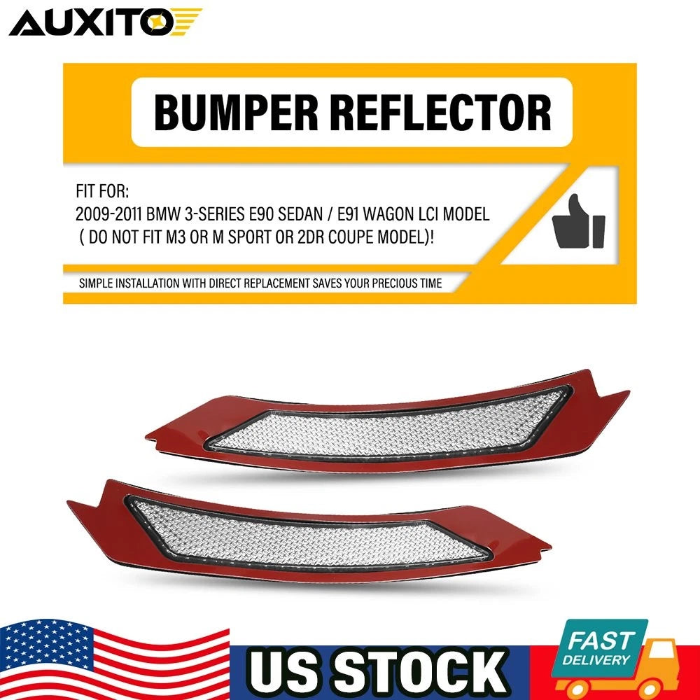 2Pcs Front Bumper Reflector for BMW 3 Series E90 E91 (2009–2011) 63147205397