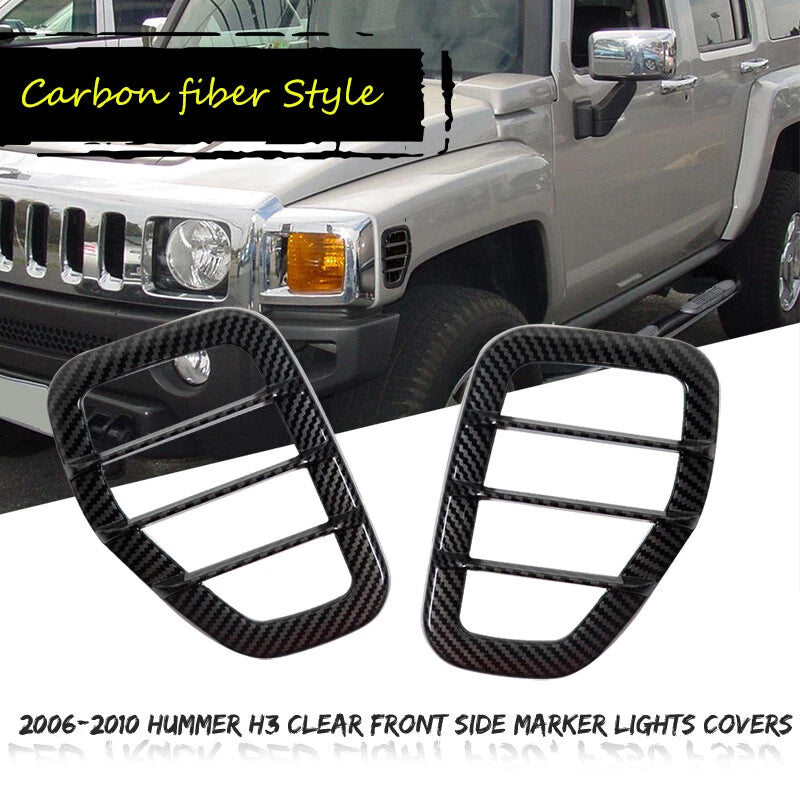 2X Front Fender Side Marker Light Covers for Hummer H3 H3T (2006–2010)