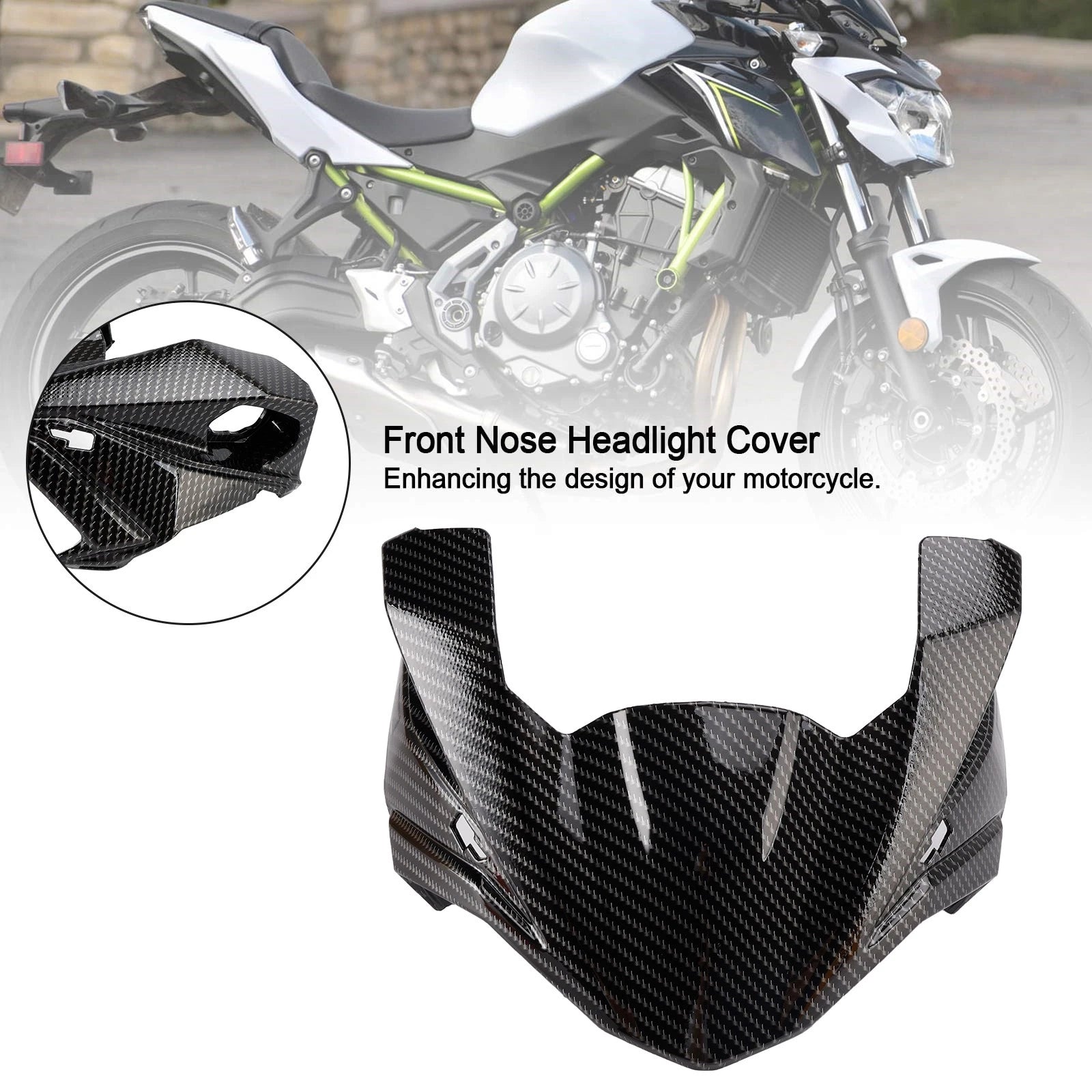 Carbon Front Nose Headlight Cover Surround for Kawasaki Z650 (2017–2019)
