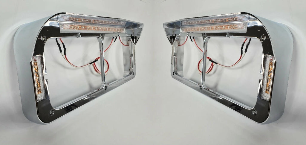 Headlight Bezel with Visor and Clear Lens LED Turn Signal for Dual 4x6 (2001–2007)