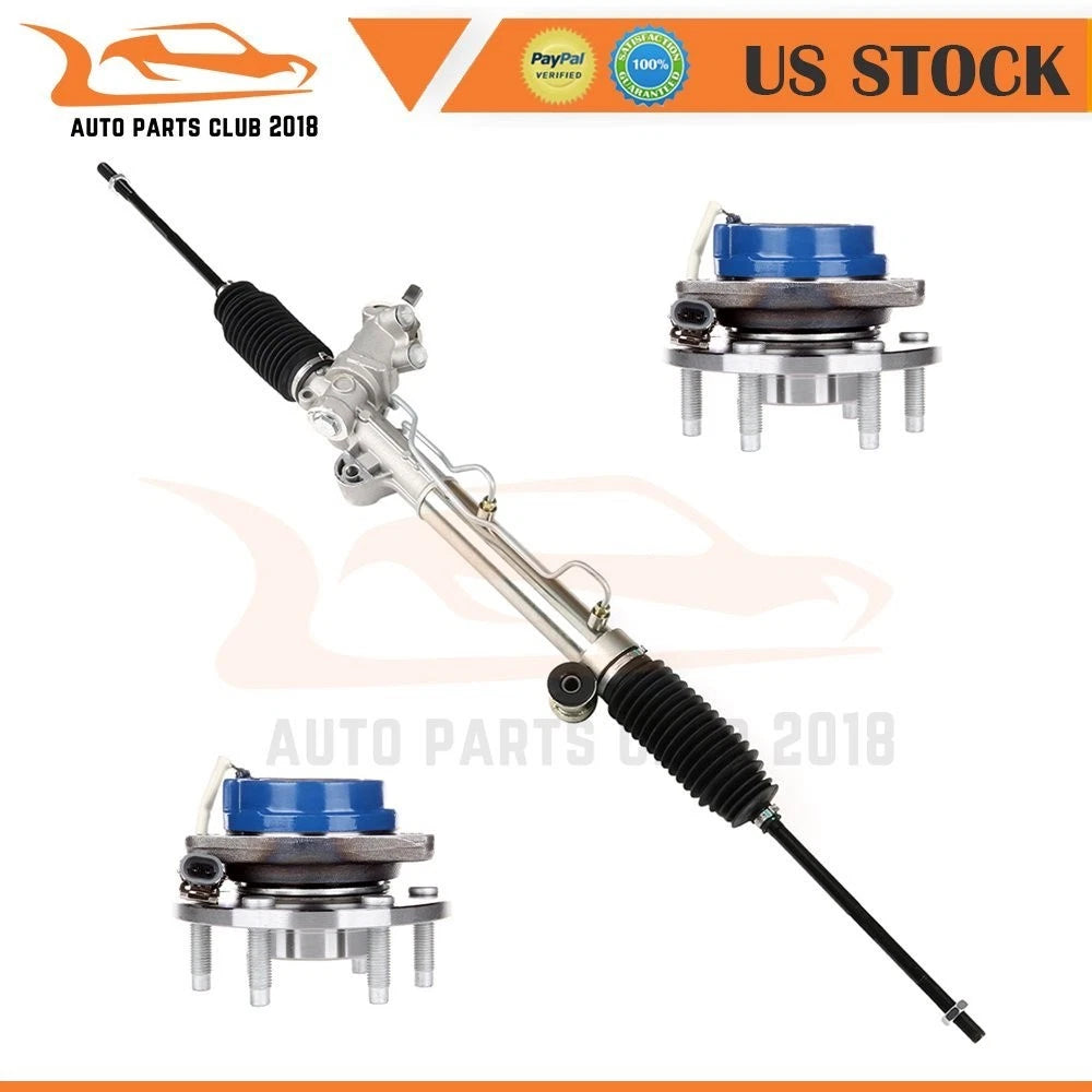 3 Pcs Steering Rack and Pinion + 2 Wheel Hub Bearing for Buick Terraza (2006–2007)