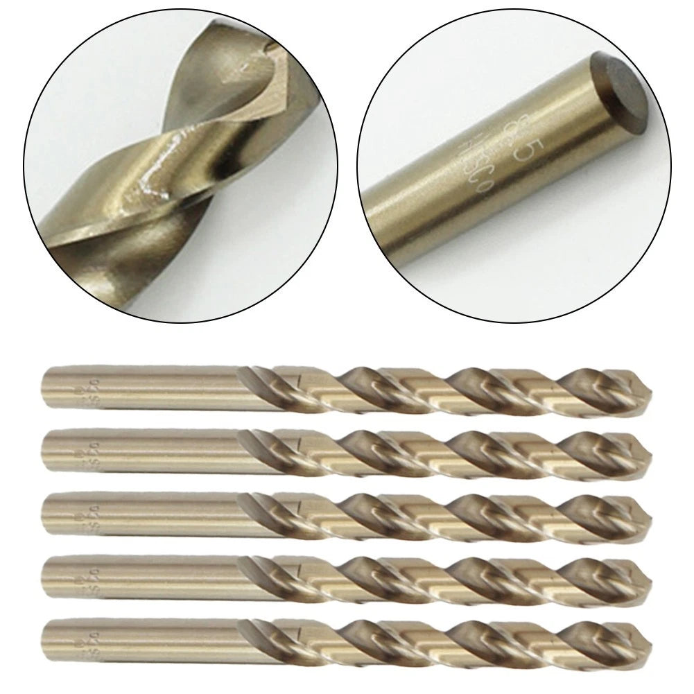 Set of 5 Ultra hardened steel drill bits for stainless steel