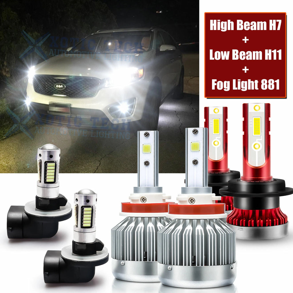 White LED Headlight and Fog Light Combo Kit for Kia Sorento (2016–2019)