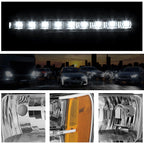LED DRL Chrome Housing Headlight Set for GMC Sierra (2007–2014)