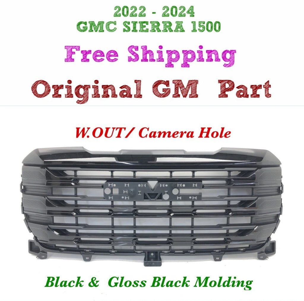 Front Upper Grille for GMC Sierra 1500 (2022–2024) #60 Black