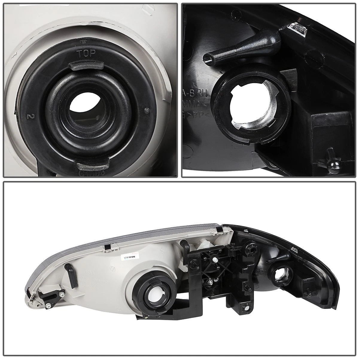Set of 4 Smoked Headlights & Amber Corner Signal Lamps for Mazda 626 (1998–1999)
