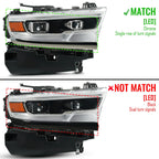 Set of 2 Full LED Projector Headlights for Ram 1500 (2019–2024) AFS Chrome