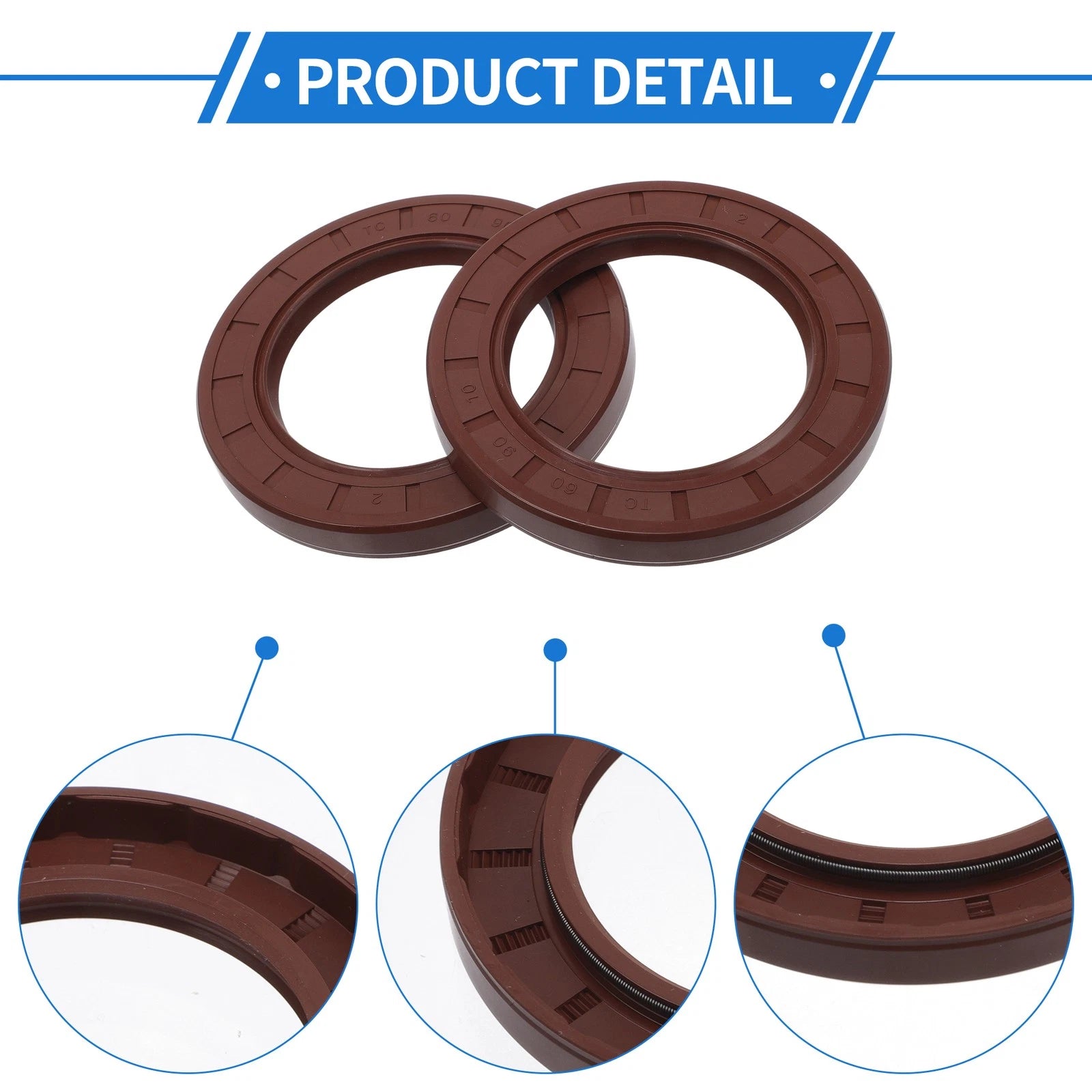 2X Oil Seal Rotary Shaft Seal FKM Rubber 60x90x10mm for Various Models