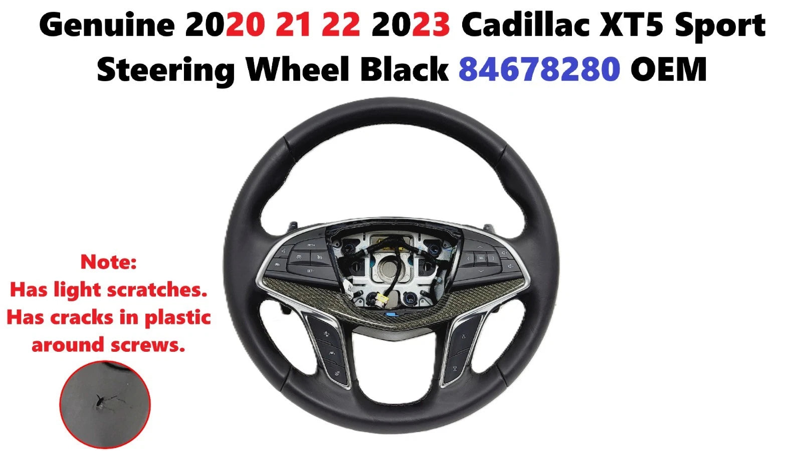 Genuine Steering Wheel for Cadillac XT5 (2020–2023) Black 84678280