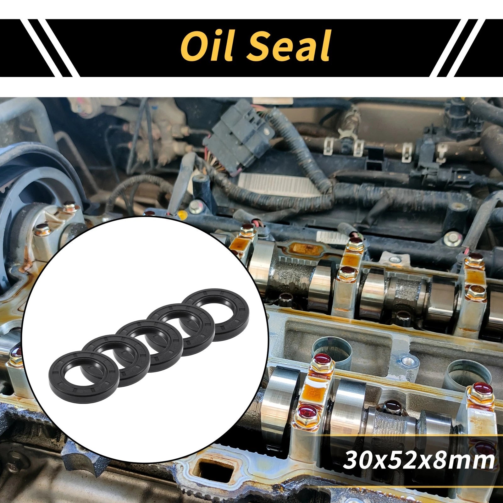 Set of 5 Oil Seal Rotary Shaft Seal NBR Rubber 30x52x8mm