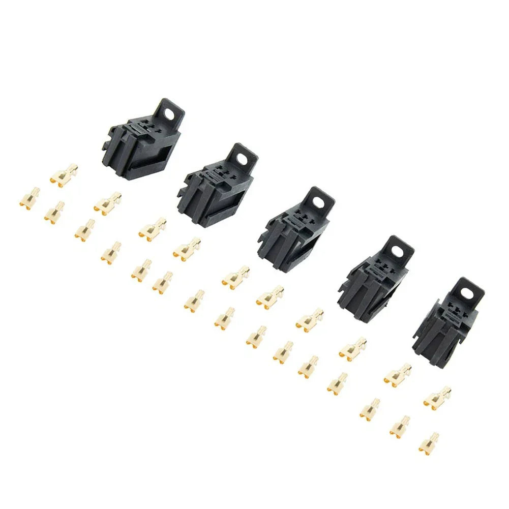 Relay Sockets 5-Pin 25pcs Copper Terminals 35��35��35mm Plastic & Metal for Electronics