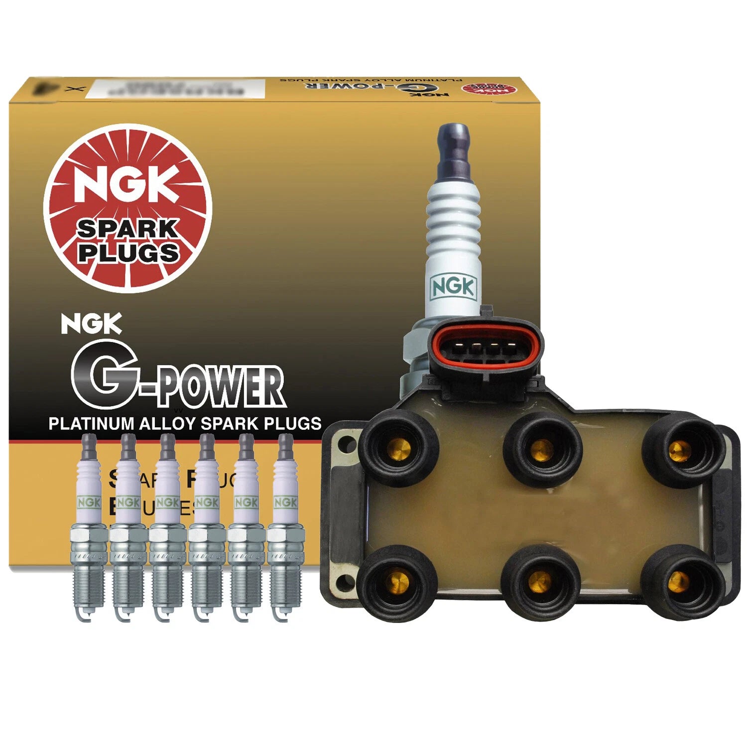 Denso COP Ignition Coil & NGK 6 G-Power Spark Plugs Kit for Ford Mercury